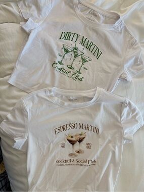 SHEIN White 'Dirty Martini' & 'Espresso Martini' Graphic Tee Set